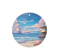 Poezjzw Ambientadores de coche con aroma a lavanda de forma redonda, patrón de arquitectura de playa, 6 tabletas de aromaterapia para armario y zapatos