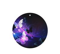 Poezjzw Ambientadores de coche con aroma a lavanda de forma redonda, patrón de mariposas blancas y moradas, 6 tabletas de aromaterapia para armario, zapatero, eliminar