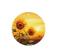 Poezjzw Ambientadores de coche con diseño de girasol al atardecer, 4 unidades, forma redonda, para colgar, tabletas de aromaterapia, ambientadores perfumados para dormitorio y baño