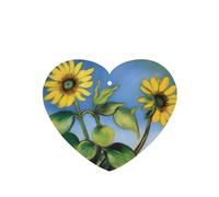 Poezjzw Ambientadores de coche con diseño de girasol y pintura al óleo, 4 unidades, en forma de corazón, para colgar en tabletas de aromaterapia, ambientadores perfumados para dormitorio y baño