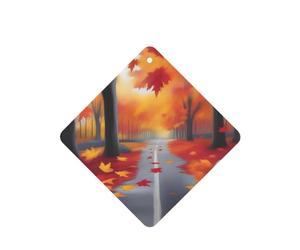 Poezjzw Ambientadores de coche con patrón de camino de bosque, 6 unidades, cuadrados, para colgar, tabletas de aromaterapia, ambientadores perfumados para dormitorio, armario, zapatos