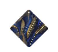 Poezjzw Ambientadores de coche con patrón de plumas azules y doradas, 6 unidades, cuadrados, para colgar en tabletas de aromaterapia, ambientadores perfumados para dormitorio y baño