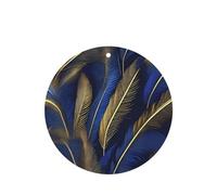 Poezjzw Ambientadores de coche con patrón de plumas azules y doradas, 6 unidades, forma redonda, para colgar en tabletas de aromaterapia, ambientadores perfumados para dormitorio y baño