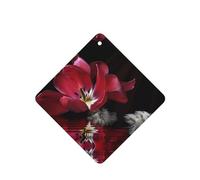 Poezjzw Ambientadores de coche con patrón de tulipán rojo, 6 unidades, tabletas cuadradas de aromaterapia, ambientadores perfumados para dormitorio, armario, zapatos