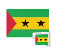Poezjzw Bandera de Santo Tomé y Príncipe Rompecabezas clásico para adultos, 300 piezas, rompecabezas de madera moderno para decoración del hogar, juego intelectual, 40 x 28 cm