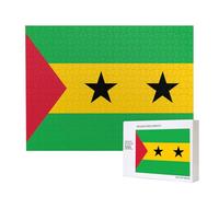 Poezjzw Bandera de Santo Tomé y Príncipe Rompecabezas clásico para adultos, 500 piezas, rompecabezas de madera moderno para decoración del hogar, juego intelectual, 52 x 38 cm