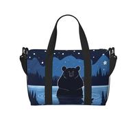 Poezjzw Bear Bathing Under The Stars - Bolsa de viaje para equipaje de mano, resistente al agua, para fin de semana y noche, plegable, Negro -, Talla única