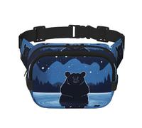 Poezjzw Bear Bathing Under The Stars - Riñonera de viaje adecuada para correr, ciclismo y aventuras al aire libre, almacenar teléfonos móviles y tarjetas de crédito, color negro, talla única, Black