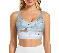 POEZJZW Birds in The Park On A Snowy Day - Brasier deportivo para mujer, sin mangas, atlético, gimnasio, en forma de U, para entrenamiento, fitness, Negro, 3XL