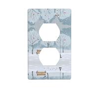 Poezjzw Birds in The Park On A Snowy Day - Cubierta para interruptor de luz, cubierta de salida dúplex, placa de pared decorativa, tamaño 4.5 x 2.76 pulgadas