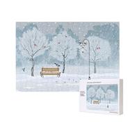Poezjzw Birds In The Park On A Snowy Day - Rompecabezas clásico de madera de 300 piezas para decoración del hogar, juego intelectual de 28 x 40 cm