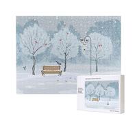 Poezjzw Birds In The Park On A Snowy Day - Rompecabezas clásico de madera de 500 piezas para decoración del hogar, juego intelectual de 38 x 52 cm