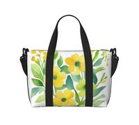 Poezjzw Blooming - Bolsa de viaje con diseño de flores amarillas, bolsa de equipaje de mano, resistente al agua, para fin de semana y noche, plegable, Negro -, Talla única