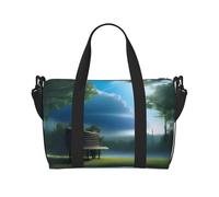 Poezjzw Bolsa de viaje azul cielo con humo y lluvia, para fin de semana, para mujer, bolsas de hospital para trabajo de parto y parto, color negro, talla única, Negro, One Size