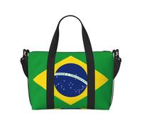 Poezjzw Bolsa de viaje con bandera brasileña para fin de semana, bolsas de mano de mano para mujer, bolsas de hospital para trabajo de parto y parto, bolsa de equipaje nocturna, color negro, talla