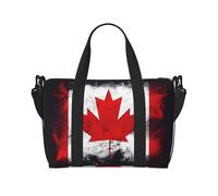 Poezjzw Bolsa de viaje con bandera canadiense, bolsa de mano de mano de semana para mujer, bolsas de hospital para trabajo de parto y parto, bolsa de equipaje nocturna, color negro, talla única,