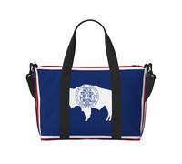 Poezjzw Bolsa de viaje con bandera del estado de Wyoming, bolsa de equipaje de mano, resistente al agua, bolsa de viaje para fin de semana, bolsa plegable, Negro -, Talla única