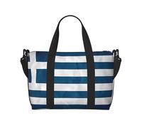 Poezjzw Bolsa de viaje con bandera griega para fin de semana, bolsas de mano de mano para mujeres, bolsas de hospital para trabajo de parto y parto, bolsa de equipaje nocturna, color negro, talla