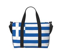 Poezjzw Bolsa de viaje con bandera griega para fin de semana, bolsas de mano de mano para mujeres, bolsas de hospital para trabajo de parto y parto, bolsa de equipaje nocturna, color negro, talla