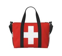 Poezjzw Bolsa de viaje con bandera suiza para fin de semana, bolsa de mano para mujer, bolsas de hospital para trabajo de parto y parto, bolsa de equipaje nocturna, color negro, talla única, Negro,