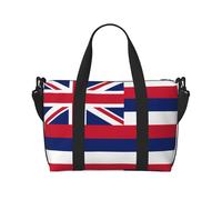 Poezjzw Bolsa de viaje con diseño de bandera de Hawái, bolsa de equipaje resistente al agua, bolsa de viaje para fin de semana, bolsa plegable, Negro -, Talla única