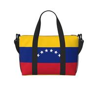 Poezjzw Bolsa de viaje con diseño de bandera de Venezuela, resistente al agua, para fin de semana, plegable, para llevar en el equipaje, Negro -, Talla única
