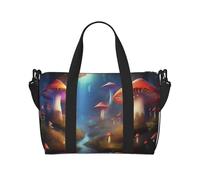 Poezjzw Bolsa de viaje con diseño de bosque de hongos, bolsa de equipaje de mano, resistente al agua, bolsa de viaje para fin de semana, bolsa plegable, Negro -, Talla única