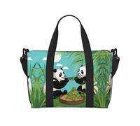 Poezjzw Bolsa de viaje con dos bonitos pandas grandes para fin de semana, bolsas de mano de mano para mujeres, bolsas de hospital para trabajo de parto y parto, bolsa de equipaje nocturna, color