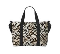 Poezjzw Bolsa de viaje con estampado de leopardo blanco y negro, resistente al agua, para fin de semana, plegable, para llevar en el equipaje, Negro -, Talla única