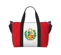 Poezjzw Bolsa de viaje con la bandera de Perú para fin de semana, bolsas de mano de mano para mujeres, bolsas de hospital para trabajo de parto y parto, bolsa de equipaje nocturna, color negro, talla