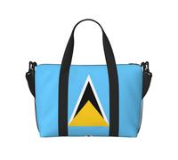 Poezjzw Bolsa de viaje con la bandera de Santa Lucía para fin de semana, bolsas de mano de mano para mujeres, bolsas de hospital para trabajo de parto y parto, bolsa de equipaje nocturna, color negro,
