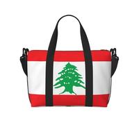 Poezjzw Bolsa de viaje con la bandera del Líbano, bolsa de mano para fin de semana, para mujeres, bolsas de hospital para trabajo de parto y parto, bolsa de equipaje nocturna, color negro, talla