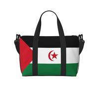 Poezjzw Bolsa de viaje con la bandera del Sáhara Occidental, bolsa de equipaje de mano, resistente al agua, bolsa de viaje para fin de semana, bolsa plegable, Negro -, Talla única