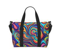 Poezjzw Bolsa de viaje de colores psicodélicos, bolsa de equipaje de mano, resistente al agua, para fin de semana, plegable, color negro, talla única, Black, Talla única