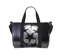 Poezjzw Bolsa de viaje de fútbol blanco y negro para equipaje, resistente al agua, bolsa de viaje para fin de semana, bolsa plegable, Negro -, Talla única