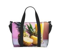 Poezjzw Bolsa de viaje de jugo de piña, bolsa de equipaje de mano, resistente al agua, bolsa de viaje para fin de semana, bolsa plegable, Negro -, Talla única
