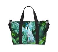 Poezjzw Bolsa de viaje de pavo real blanco, bolsa de transporte para mujer, bolsas de hospital para trabajo de parto y parto, color negro, talla única, Negro, One Size