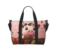 Poezjzw Bolsa de viaje de vacas y fresas para fin de semana, bolsas de mano para mujer, bolsas de hospital para trabajo de parto y parto, bolsa de equipaje nocturna, color negro, talla única, Negro,
