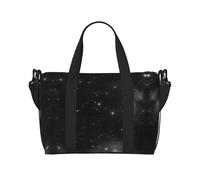 Poezjzw Bolsa de viaje de viaje con diseño de galaxia en blanco y negro, para fin de semana, para mujeres, bolsas de hospital para trabajo de parto y parto, bolsa de equipaje nocturna, color negro,