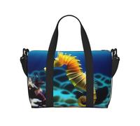 Poezjzw Bolsa de viaje subacuática de caballito de mar, bolsas de mano de mano de semana para mujeres, bolsas de hospital para trabajo de parto y parto, bolsa de equipaje nocturna, color negro, talla