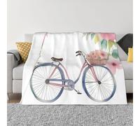 POEZJZW Bonita manta de franela con patrón de bicicleta de 50 x 40 pulgadas, para sofá, cama, noche de cine, campamento y viajes