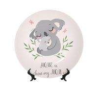 POEZJZW Bonito plato decorativo de porcelana china con diseño de koala mamá y bebé, decoración perfecta para el hogar, oficina y cafetería, 7 pulgadas