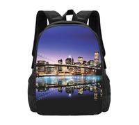 POEZJZW Brooklyn Bridge At Night - Mochila ligera para estudiantes, mochila de viaje para laptop, para niñas, niños, trabajo, universidad, regalos de regreso a clases