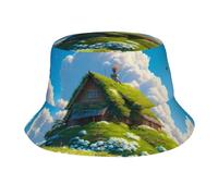 POEZJZW Cabin in The Woods - Sombrero de pescador con estampado UV, adecuado para jardinería, playa, camping, pesca, color negro