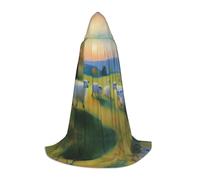 POEZJZW Capa con capucha con patrón de ovejas caminando tranquilamente, capa para adultos, hombres y mujeres, sudaderas de Navidad, disfraces de cosplay, talla S