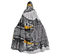 POEZJZW Capa con capucha para adultos con patrón de tren de la ciudad, disfraz de Halloween, disfraz de cosplay, disfraz de fiesta de Navidad