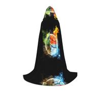 POEZJZW Capa con capucha para hombre y mujer, con patrón de cuatro elementos, capa con capucha, disfraz renacentista de bruja, disfraz de bruja, talla S