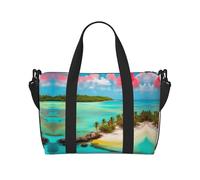 Poezjzw Caribbean Scenery - Bolsa de viaje para fin de semana, bolsas de mano de mano para mujer, bolsas de hospital para trabajo de parto y parto, bolsa de equipaje nocturna, color negro, talla