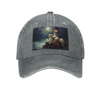 POEZJZW Cat by Lighthouse - Gorra de béisbol para hombre y mujer, ajustable, unisex, color negro, Gris, talla única