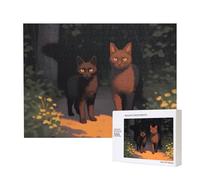 Poezjzw Cat Out Of The Shadows - Rompecabezas clásico de madera de 500 piezas para decoración del hogar, juego intelectual de 38 x 52 cm
